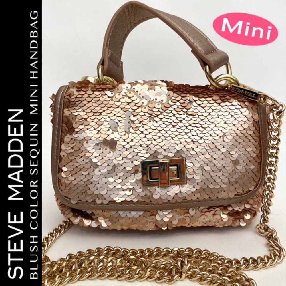 NWT Steve Madden Blush Color Sequin Mini Handbag  6.5 x 4.5